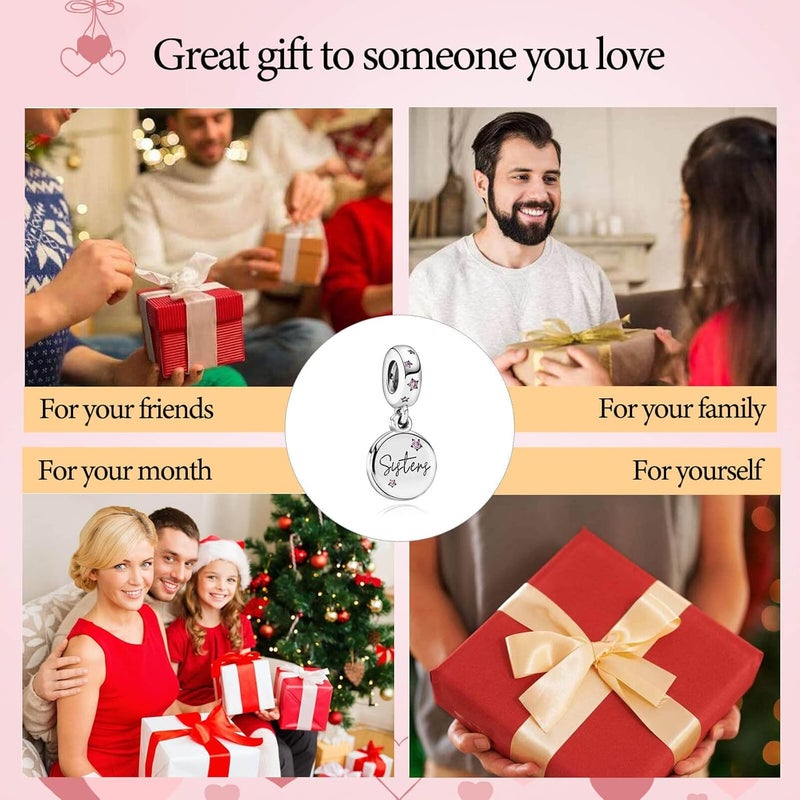 VALGACLS 925 Sterling Silver Family Love Mom Mouse Heart Charms for Bracelets Necklace Valentine's Day Mother's Day Jewelry Charm for Women - Image 5